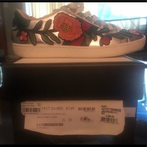 Gucci Ace Floral Embroidered Sneakers Size 35